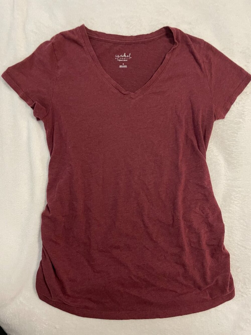 Maroon v-neck maternity T